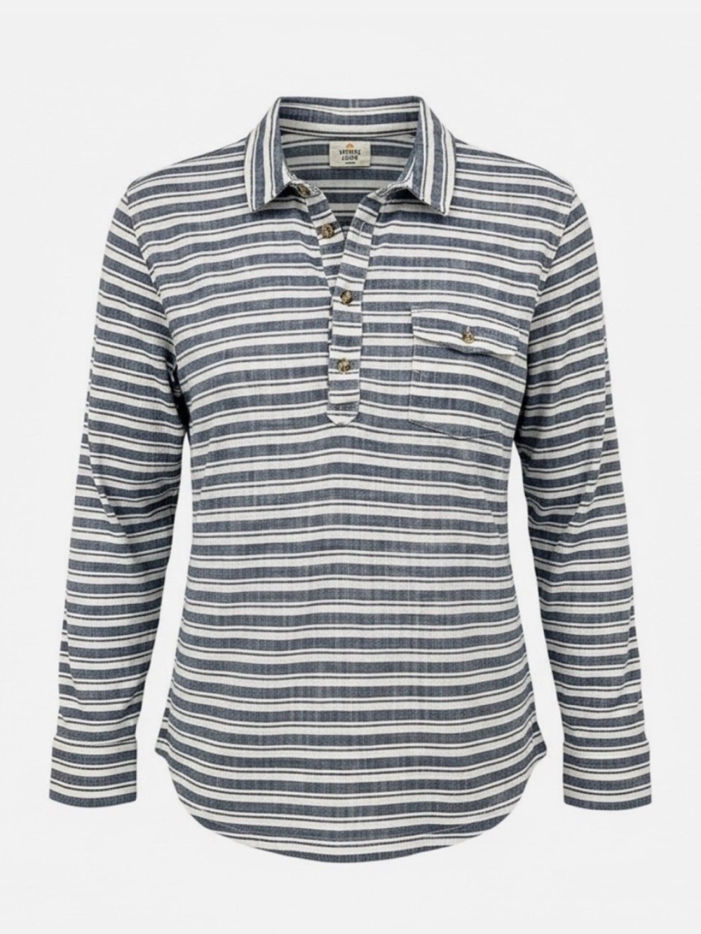 Marine Layer Women’s Navy White Striped Pullover Blouse Collared Shirt XL EUC